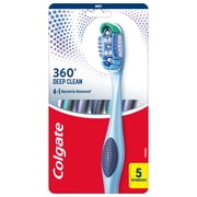Colgate 360 Deep Clean Toothbrush Pack, Soft Adult Toothbrushes, 5 Pack