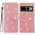 thumbnail image 6 of For Google Pixel 7 Pro Wallet Case Bling Shiny Premium PU Leather with RFID Blocking Card Slots Holder Magnetic Flip Kickstand Shockproof Wrist Strap Cover For Google Pixel 7 Pro, Rosegold, 6 of 7