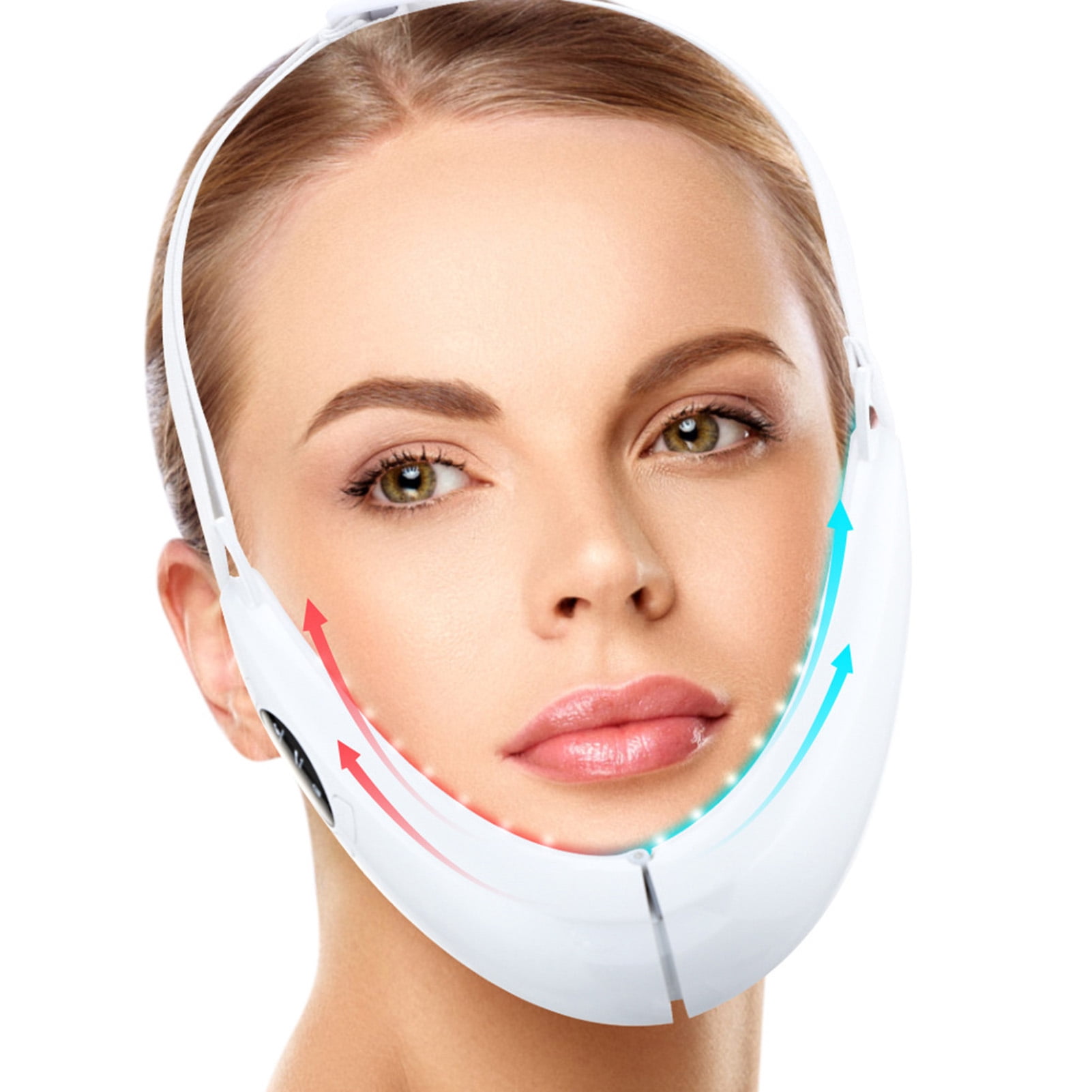 Happydeer 1 Set Face Slimming Device Skin Firming Reduce Double Chin Micro Current Red Blue Light Face-lifting V Face Massager Female Supply