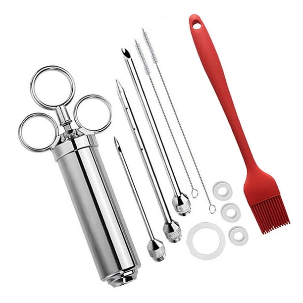 Advancent Inyector de condimentos para adobo a la parrilla, inyectores de carne de pavo, inyección de jeringa de cocina de acero inoxidable con Herramientas y accesorios para hornear