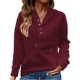 thumbnail image 3 of THDHVS Hoodies for Women,Womens Sweatshirt,Womens Cable Knit Hoodie Snap Button Front Pocket Long Sleeve Loose Fall Top, 3 of 7