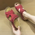 thumbnail image 5 of LOVZFMLL Wedge Sandals For Women Dressy Casual Comfortable Walking Summer Slides Slip On Open Toe for Outdoor Beach Wear Red 5.5, 5 of 8