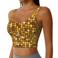 thumbnail image 2 of Fotbe Bright Shiny Golden Sujetador Deportivo Largo sin Aros para Mujer con Almohadillas y Soporte Medio, Transpirable y Absorbente, Camiseta Tipo Chaleco o Tank Top-Large, 2 of 8