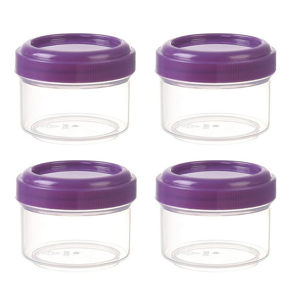 4PCS Mini Clear Plastic Jars with Leakproof Screw Lids, 35ml Refillable Round Storage Containers for Kitchen, Snacks, Candy, Condiments, Arts & Crafts, Stackable, Portable (Purple) gifts for people