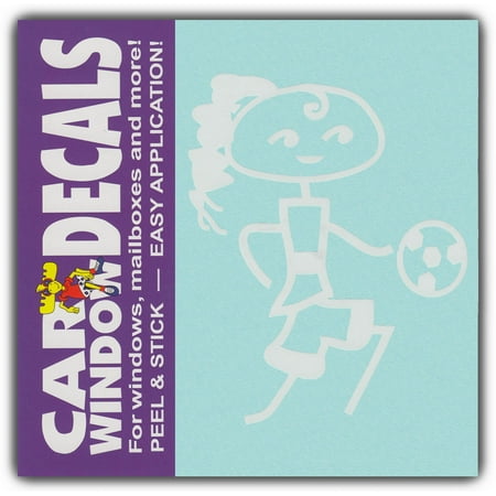 Car Window Decals: Teen Girl Child Soccer Ball | Family Stick Figures | Stickers