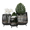 thumbnail image 4 of S/3 Bamboo Footed Planters 17/14/10", Black, 4 of 5