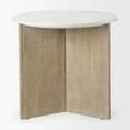 thumbnail image 4 of Enzo Marble Tabletop w/ Fluted Light Wood Base Foyer Accent Table, 4 of 6