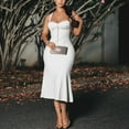 thumbnail image 5 of Women's Halter Slash Neck Lace-up Chest Wrapped Sleeveless Mermaid Dress, Solid Color, 5 of 21