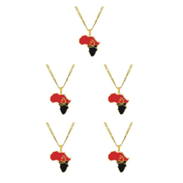 Baohd Lightweight And Comfortable Necklace Featuring Africa Map Pendant Minimalist Angola 5Set