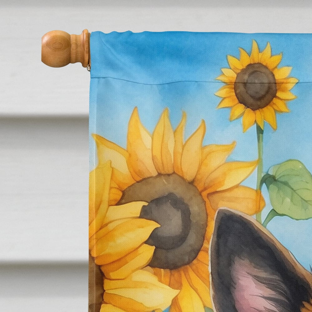 Belgian Tervuren in Sunflowers House Flag 28 in x 40 in