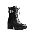 thumbnail image 1 of Unique Bargains Women's Zipper Platform Chunky Heel Combat Boots, 1 of 8