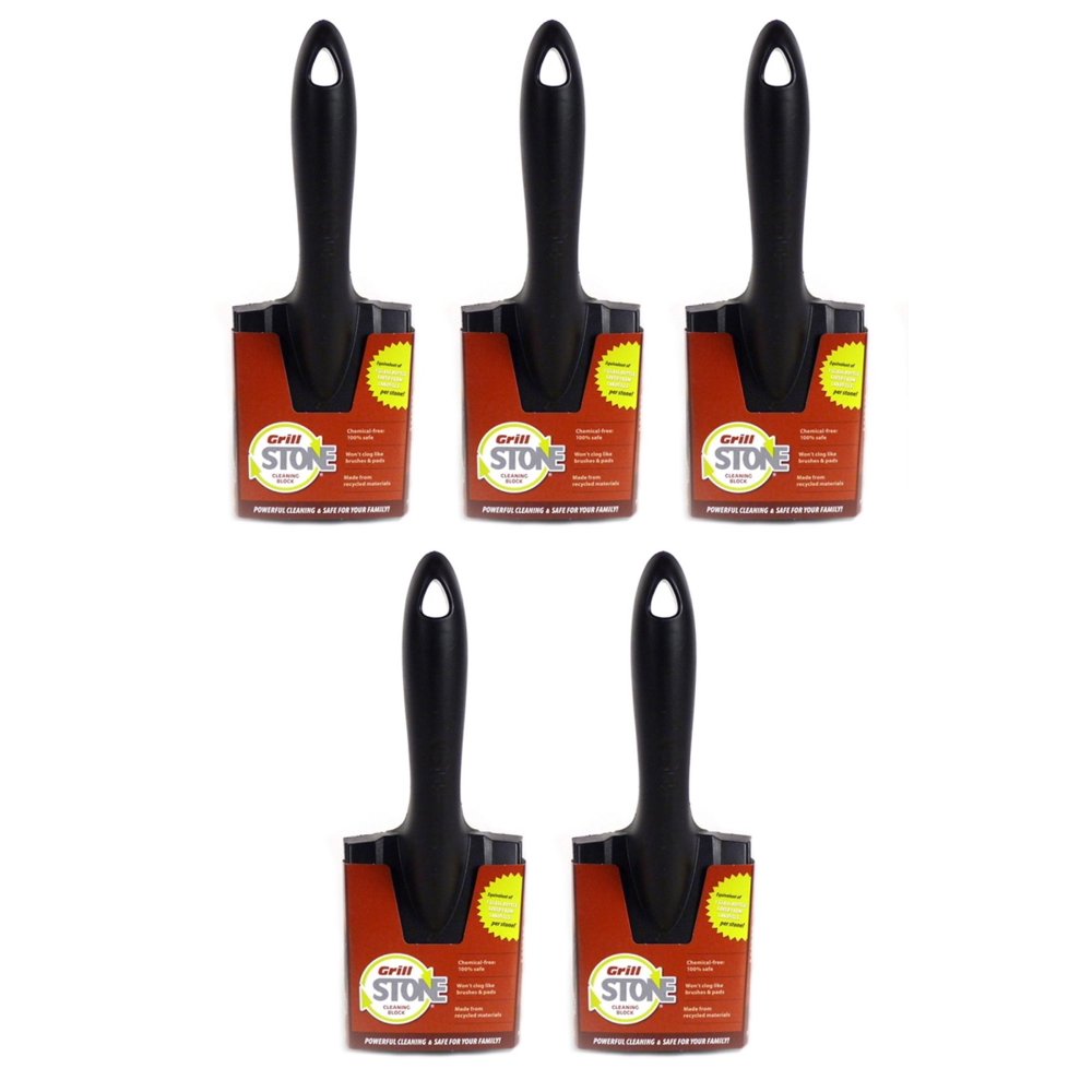 GrillStone Cleaning Block with EZGrip Handle 5Pack, Environmentally Friendly Grill Cleaner