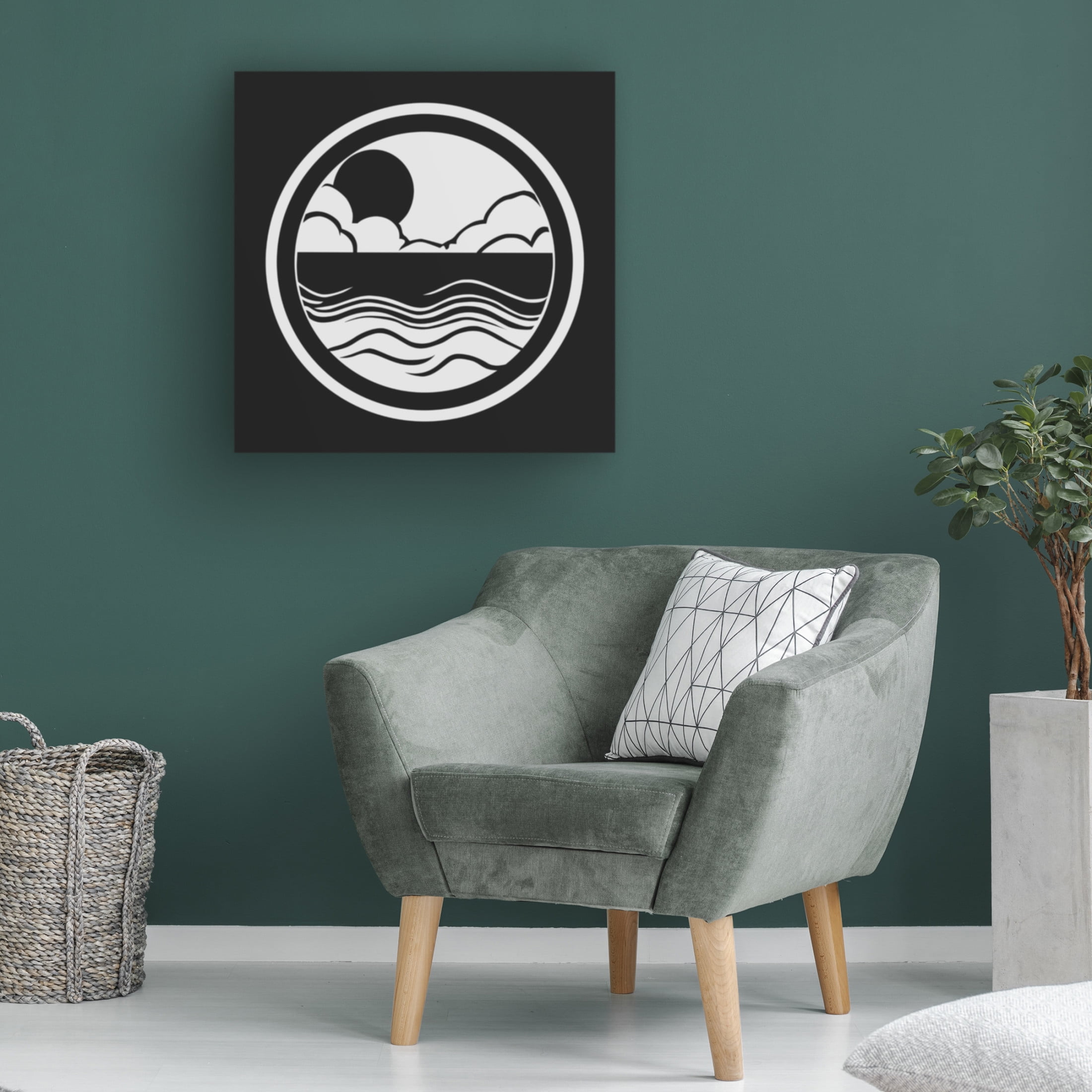 Canvas Wall Art - Tom Quartermaine 'Black and White Abstract Coastal Scene Square' Wall Art for Living Room, Bedroom, or Office Décor by Trademark Fine Art - 18 x 18 Inches