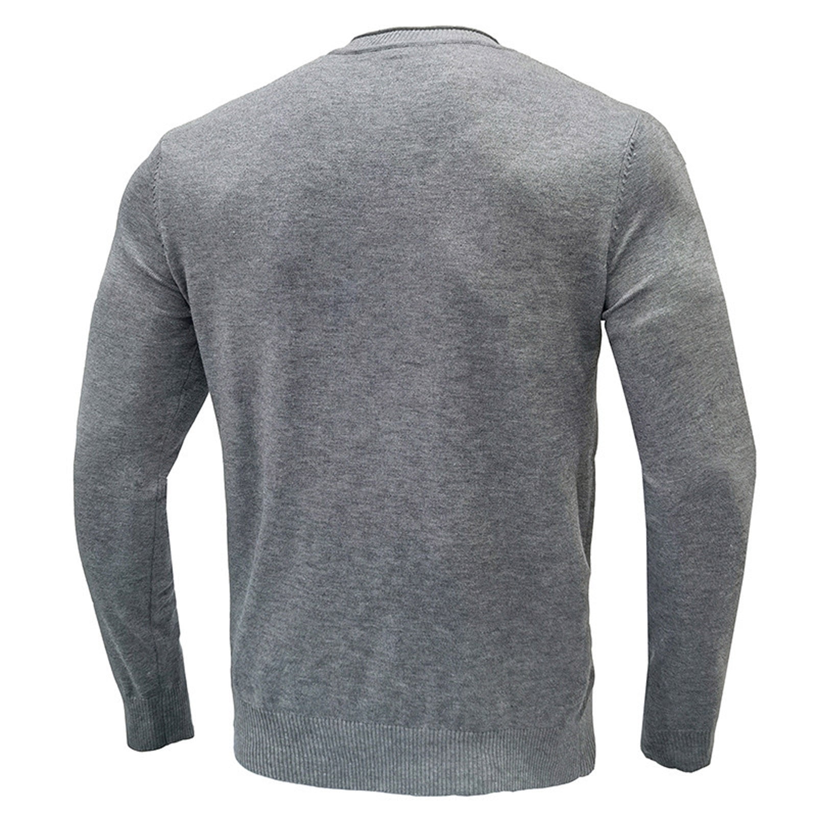 Jovati Mens Pullover Sweater Mens Long Sleeve Crew Neck Pullover Sweater Solid Color Top Grey