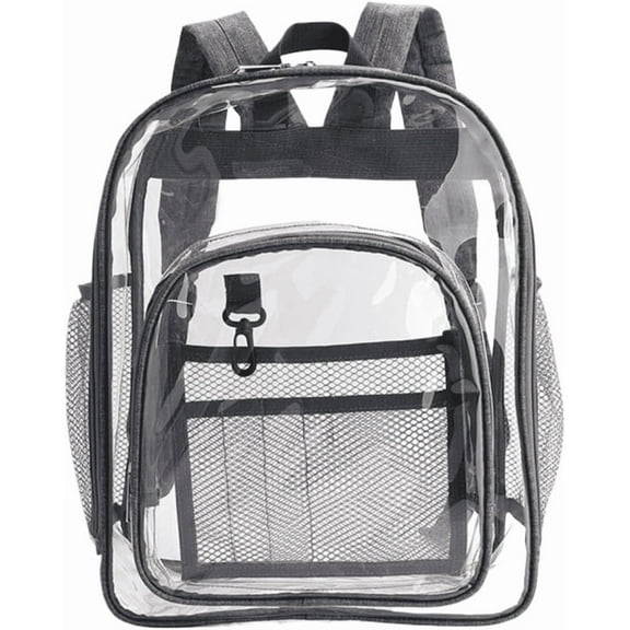 Clear Bookbag-Heavy Duty Transparent Backpack for Stadium Events&Work-Bag for Men&Women(grey)