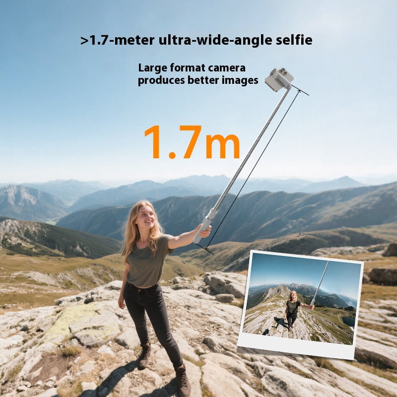 Extended Selfie Stick Tripod - Bigcan 1.7M Bluetooth Monopod with Remote Shutter, Foldable Aluminum Phone Holder for iPhone Android, Vlog Travel Photography Tool
