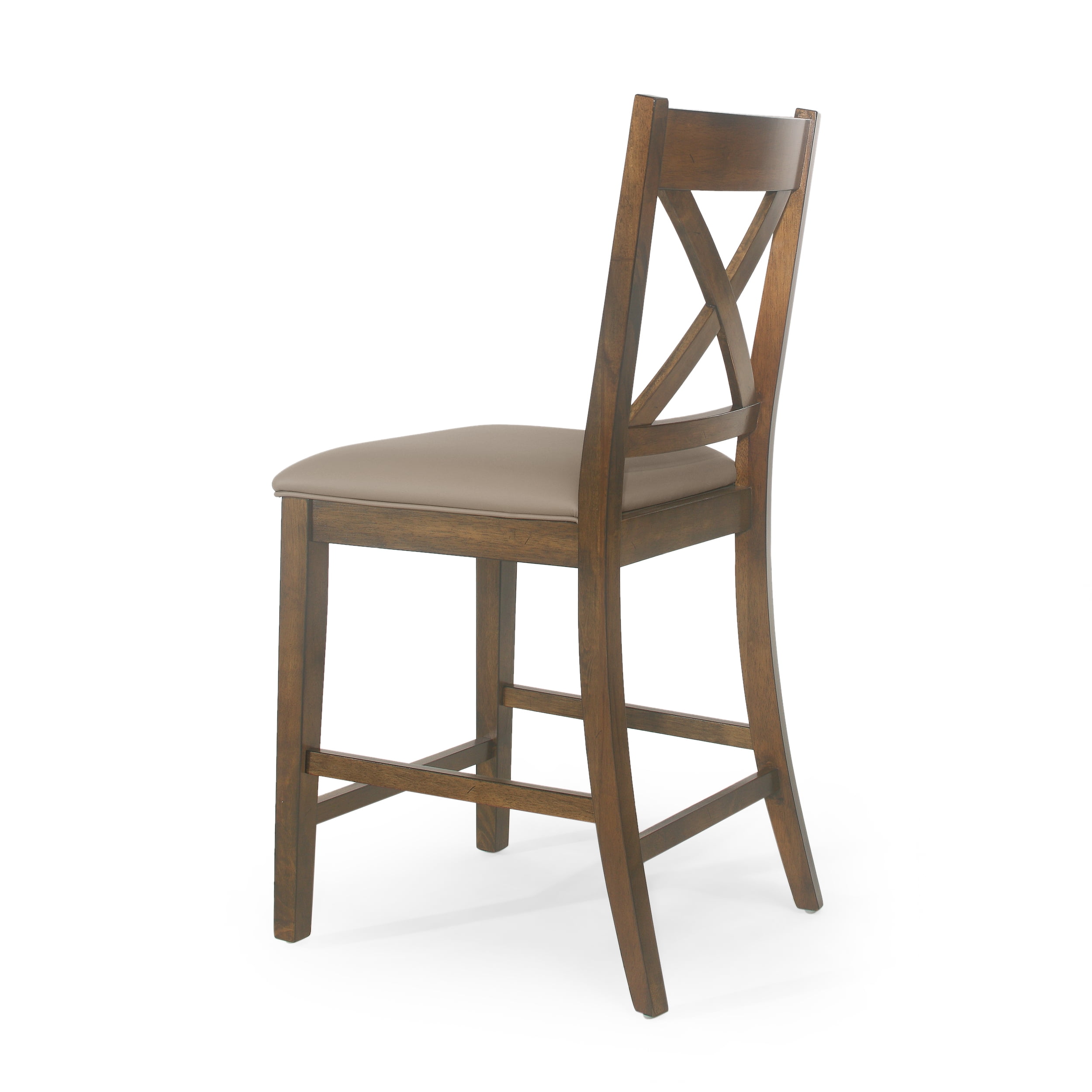 Noble House Wurtz Wood Upholstered Counter Stools, Set of 2, Antique Brown
