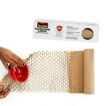 Scotch Cushion Lock Protective Wrap, 1 Flat 30 ft. Roll Expands To Do the Work of 75 ft. of Plastic Bubble, Brown, 1 Wrap