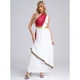 thumbnail image 5 of Mufeng Women's Ancient Grecian Toga Costume One Shoulder Chiffon Overlay Vintage Trim Tunic Dress Burgundy L, 5 of 7