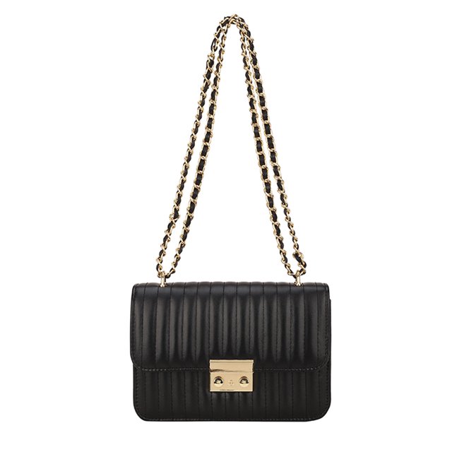 Retro Mujeres Líneas Bordado PU Cuero Messenger Bag Cadena Bolso (Negro) Tmvgtek Oficina Multiescena Multifunción