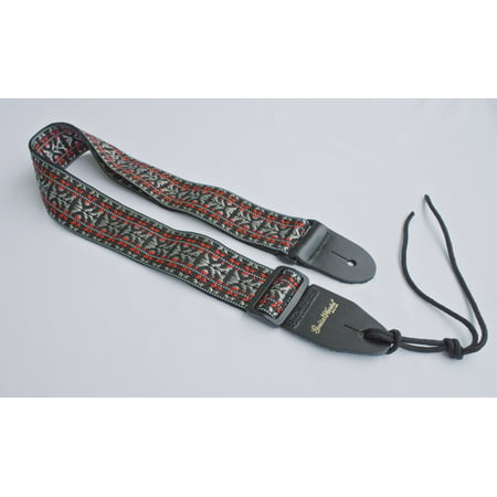 Guitar Strap BLACK RED SILVER WOVEN NYLON Fits All Acoustic Electric & Bass Made In USA Since