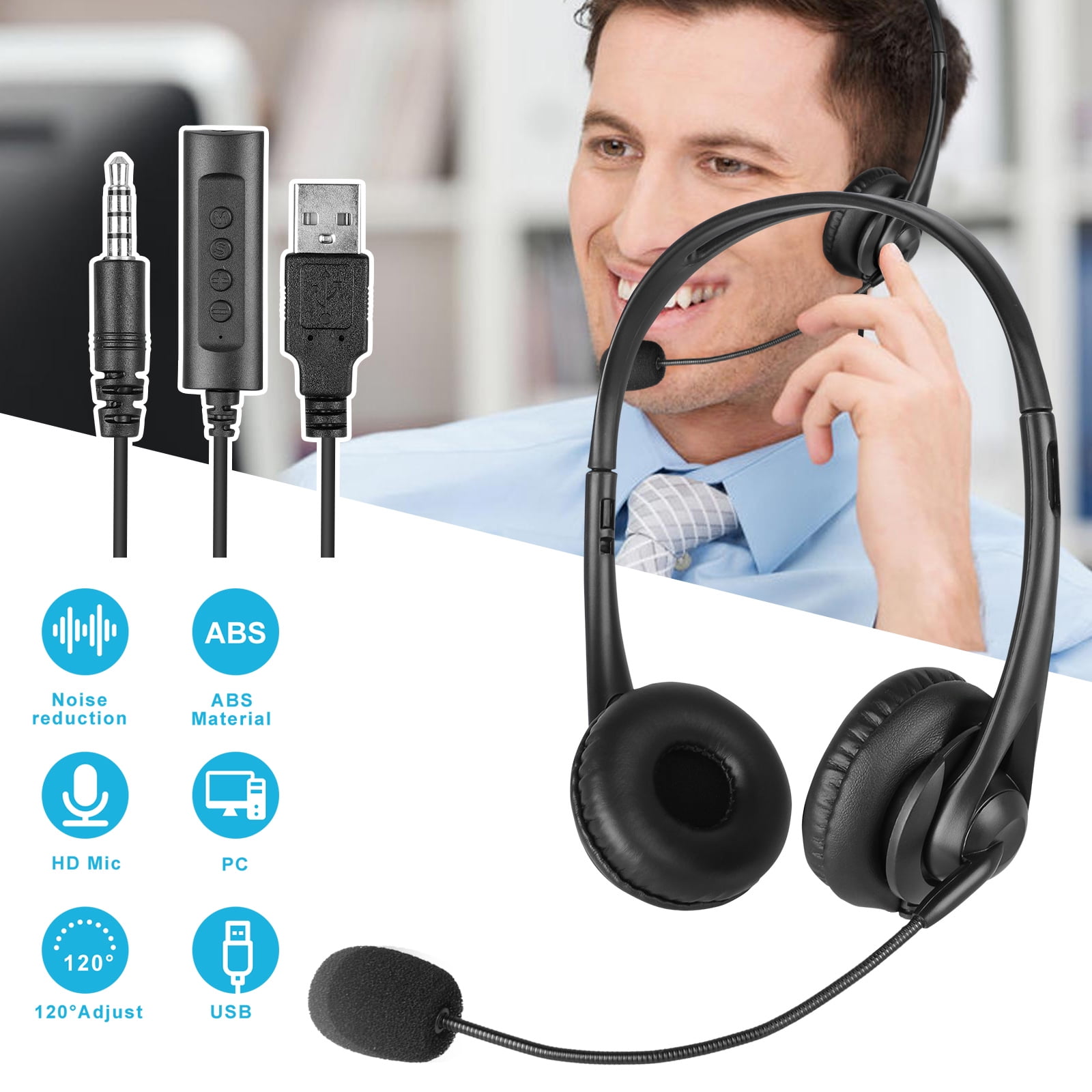 call center headset with phone jack