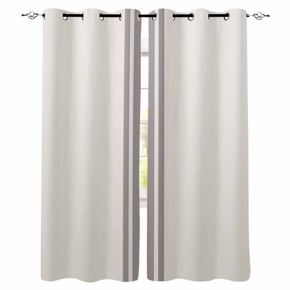Simple Farmhouse Style, Blackout Curtains 45 Inches Long for Bedroom, Abstract Grey Geometric Stripe Thermal Insulated Room Darkening Black Out Window Curtain Panels Grommet Drapes for Living Room