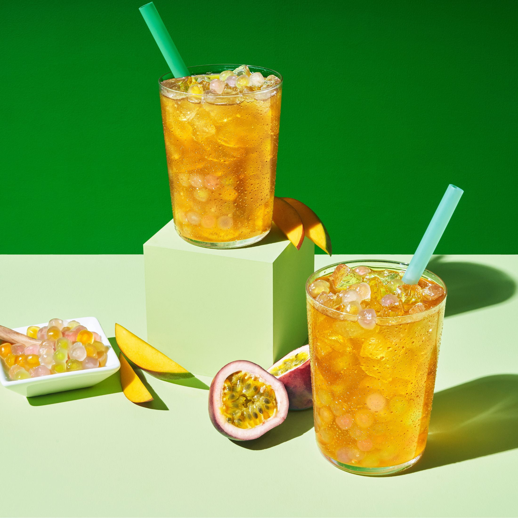 Yulu Foods Instant Boba Mango Peach Tea, Bubble Tea Kit, 3 Drinks