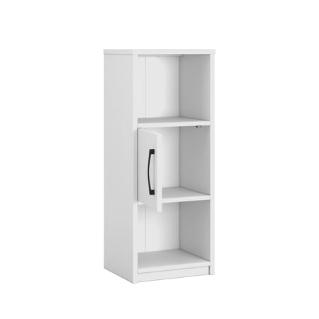 MAINSTAYS ARDENT 3 TIER STORAGE TOWER WITH DOOR AND OPEN SHELVES IN WHITE