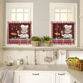 thumbnail image 2 of Kitchen Cafe Window Tier Curtains and Valance 3 Pieces Set Cartoon Chef Cooking Pizza Rod Pocket Window Valances Panel Privacy Short Drapes Treatment for Bedroom Rustic Red White Checkered Border, 2 of 5