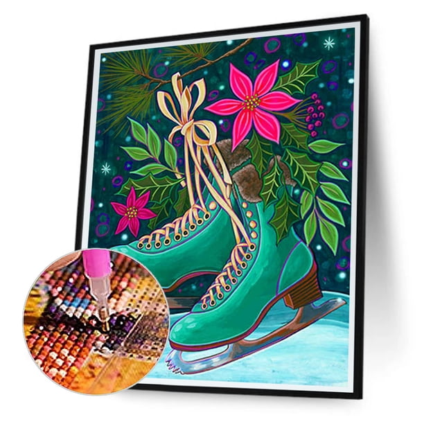 Cuadros Decorativos Los zapatos de patinaje 5D DIY Diamond Painting Kits Full Round Drill Crafts (A6055) Wdftyju embutido en tela