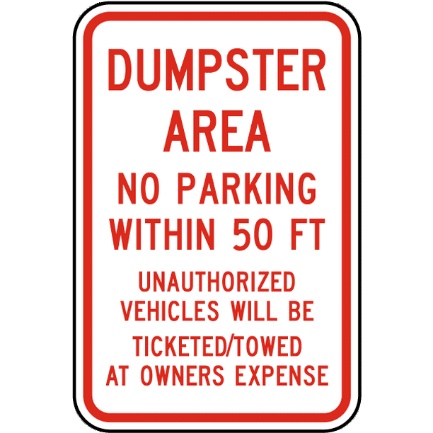 Vinyl Stickers - Bundle - Safety and Warning Signs Stickers - Dumpster Area No Parking Sign - 6 ...