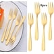 thumbnail image 3 of Tenedor de pastel de acero inoxidable, tenedor de fruta de 3 puntas, juego de tenedor dorado de 8 piezas, pulido de espejo, ideal para postres de fiesta de boda, 3 of 8