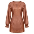 thumbnail image 5 of Western Cowgirl Dress for Women Long Sleeve Half Zip V Neck Lace Embroidered Bodycon Mini Dresses Country Concert Dress, 5 of 5