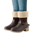 thumbnail image 3 of PEASKJP Combat Bottes pour Femmes Mode Semelle Crantée Plateforme Élastique à Enfiler, Café 42, 3 of 5