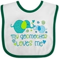 thumbnail image 3 of Inktastic My Godmother Loves Me Cute Elephants Boys or Girls Baby Bib, 3 of 4