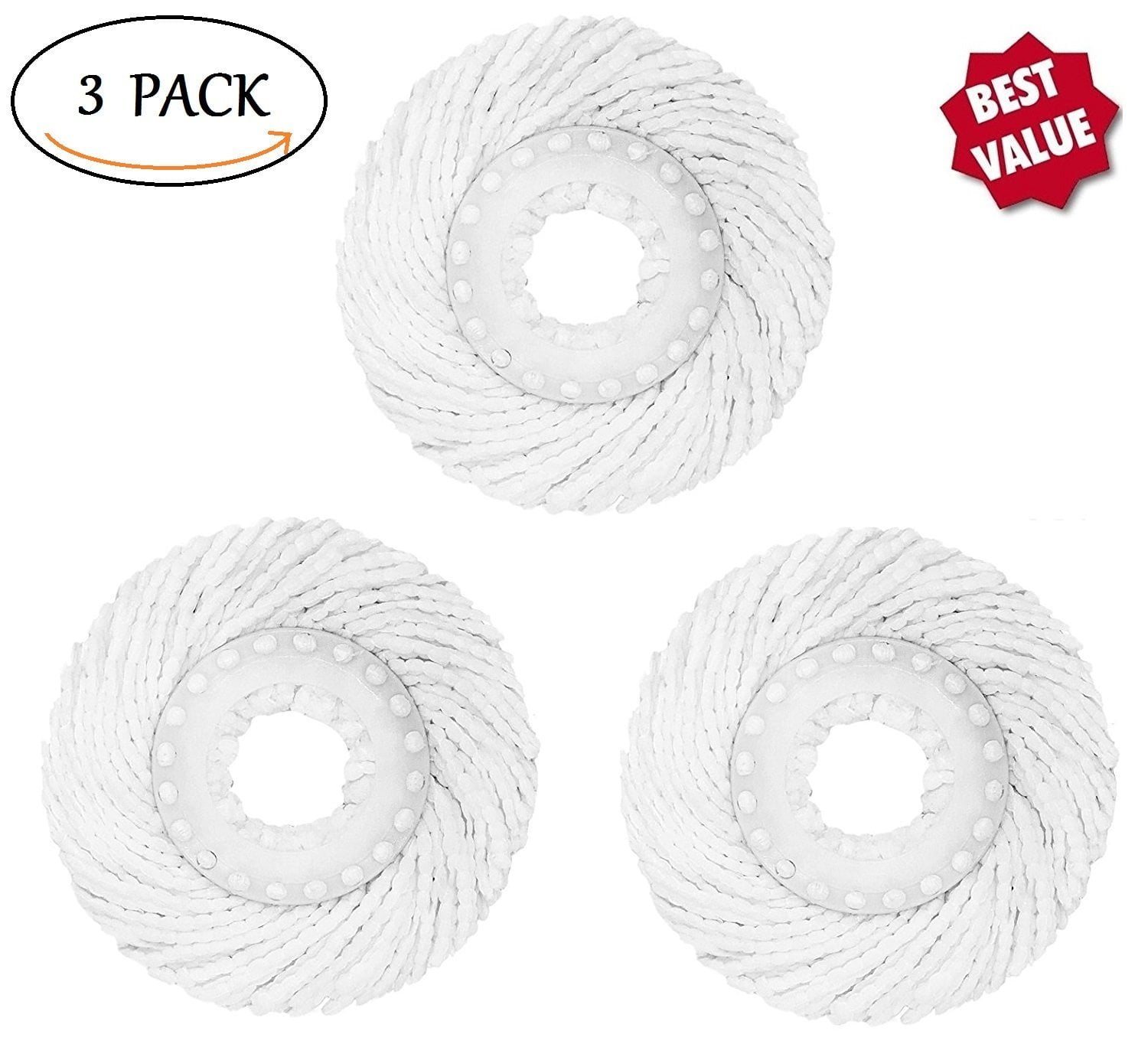 3 Pack High Quality Replacement Micro Mop Head Refill For Standard Universal Spin Mop,... by Bonison