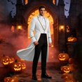 thumbnail image 6 of Victorian Frock Coat, Ringmaster Circus, Outfit Tailcoat, Long Tailcoat Magician, Long Tailcoat Magician Costume Gold Trim Victorian Frock Coat Ringmaster Circus Outfit for Movie Night, White M, 6 of 6