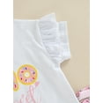 thumbnail image 2 of Canrulo Toddler Baby Girls Birthday Outfits Two Sweet Short Sleeve T-Shirt Donut Shorts Flare Pants 3pcs Summer Clothes White Pink 18-24 Months, 2 of 7