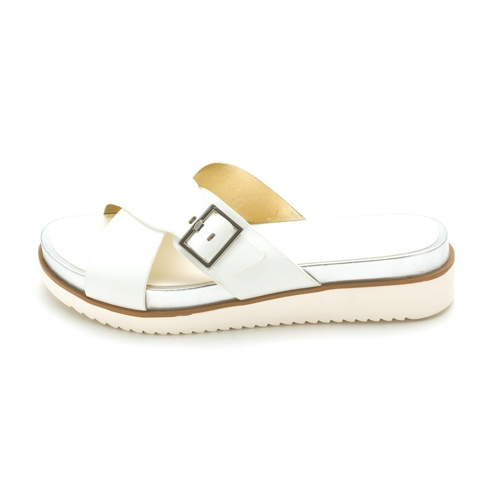 GUESS GUESS Womens Deana Leather Open Toe Casual Slide Sandals