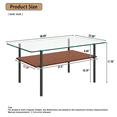 thumbnail image 3 of GZXS 3-Piece Modern Living Room Table Set with Glass Top and Metal Legs, 2-Tier Rectangle Coffee Table & 2 End Tables with Shelf for Small Space, Clear & Black, 3 of 7