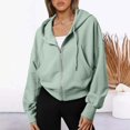 thumbnail image 2 of Hoodie Women Ruched Hoodie Casual Gym Sweatshirt Hoodies For Women Full Zip Up Cropped Sweatshirts Casual Hooded Pullover Sweaters Tops, 2 of 5