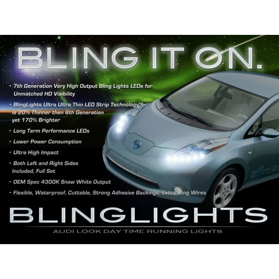For Nissan Leaf LED DRL Head Light Strips Daytime Running Lamps Kit