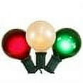 thumbnail image 2 of Set of 15 Red, White and Green Satin G50 Globe Christmas Lights - Green Wire, 2 of 2