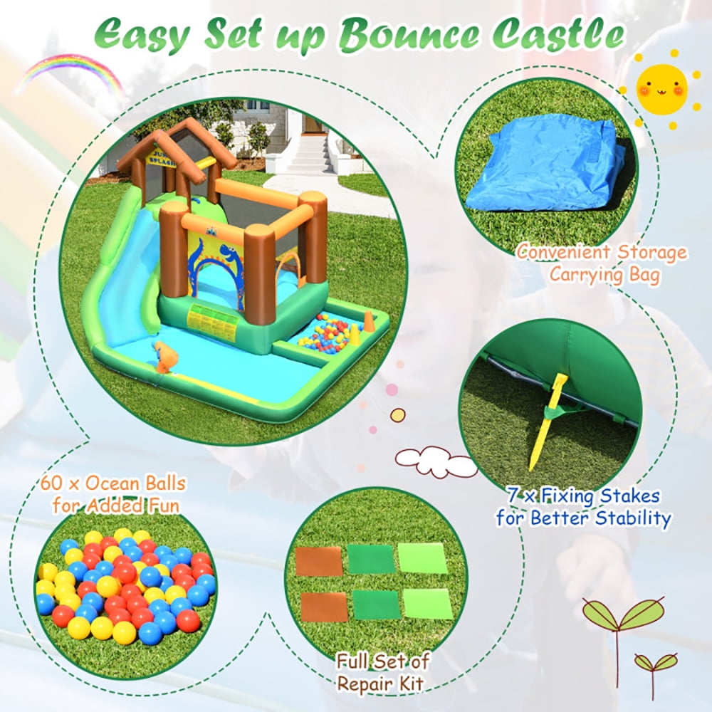 Aimee Lii Inflatable Waterslide Bounce House Climbing Wall Ball Pit with Blower, Playhouse for Kids Outdoor Aimee Lii Inflatable Waterslide Bounce House Climbing Wall Ball Pit with Blower, Playhouse for Kids Outdoor