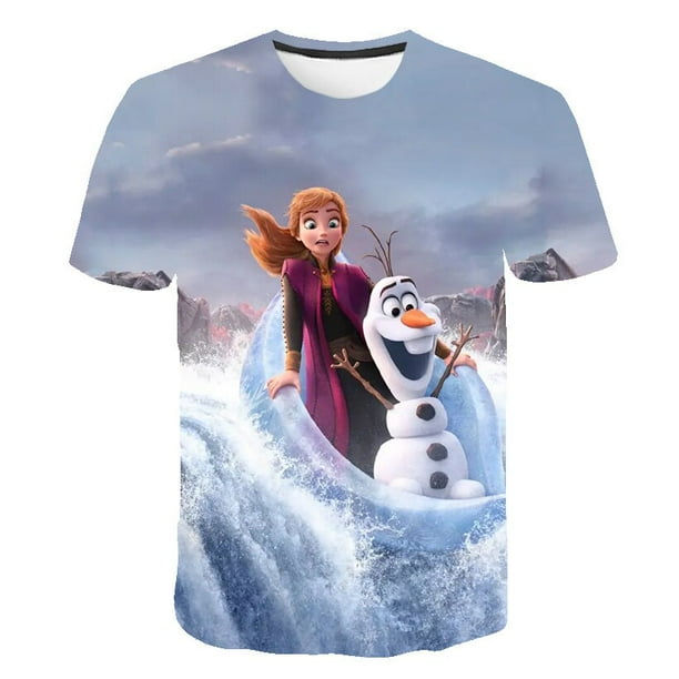 2023 ans Enfants Frozen Kawaii T Shirt Frozen Elsa Tops Summer T Shirt Enfants Fille Frozen Elsa Cartoon Cool Manches Courtes Vente Chaude