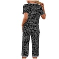 thumbnail image 5 of Tnhcen Women Pajama Set 2 Piece Short Sleeve V Neck Top and Capri Pants Floral Print Lounge Wear Soft Stretch Nightwear Matching Set Summer Sleepwear Casual Home Wear S-2XL, 5 of 7