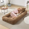 thumbnail image 4 of Lit Poire Convertible avec Réglage à 5 Positions, 2 Oreillers et Tissu Chenille, Sofa de Repos Multi-Usage pour Humains et Animaux de Compagnie, Tatami Lounge pour Chambre Salon Bureau, Noir/brun/beige, 4 of 8