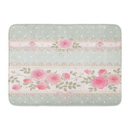 Shabby Rag - GODPOK Abstract Green Vintage Floral Polka Dot Pattern with Lace Bows and Pink Roses Shabby Chic Style Flower Rug Doormat Bath Mat 23.6x15.7 inch