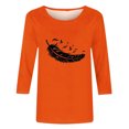 thumbnail image 4 of Dadaria Hauts Femme Chemise Orange Manches 3/4 T-Shirt Col Rond Été Chandail Blouses 2TG, 4 of 4